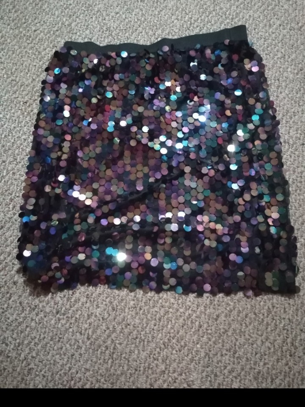 Sequin Mini Skirt in Iridescent Black
